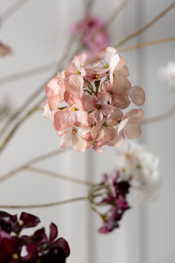 Kunstbloem Hortensia Tak Mauve REAL TOUCH | 121 cm - NU PUUR & GROEN