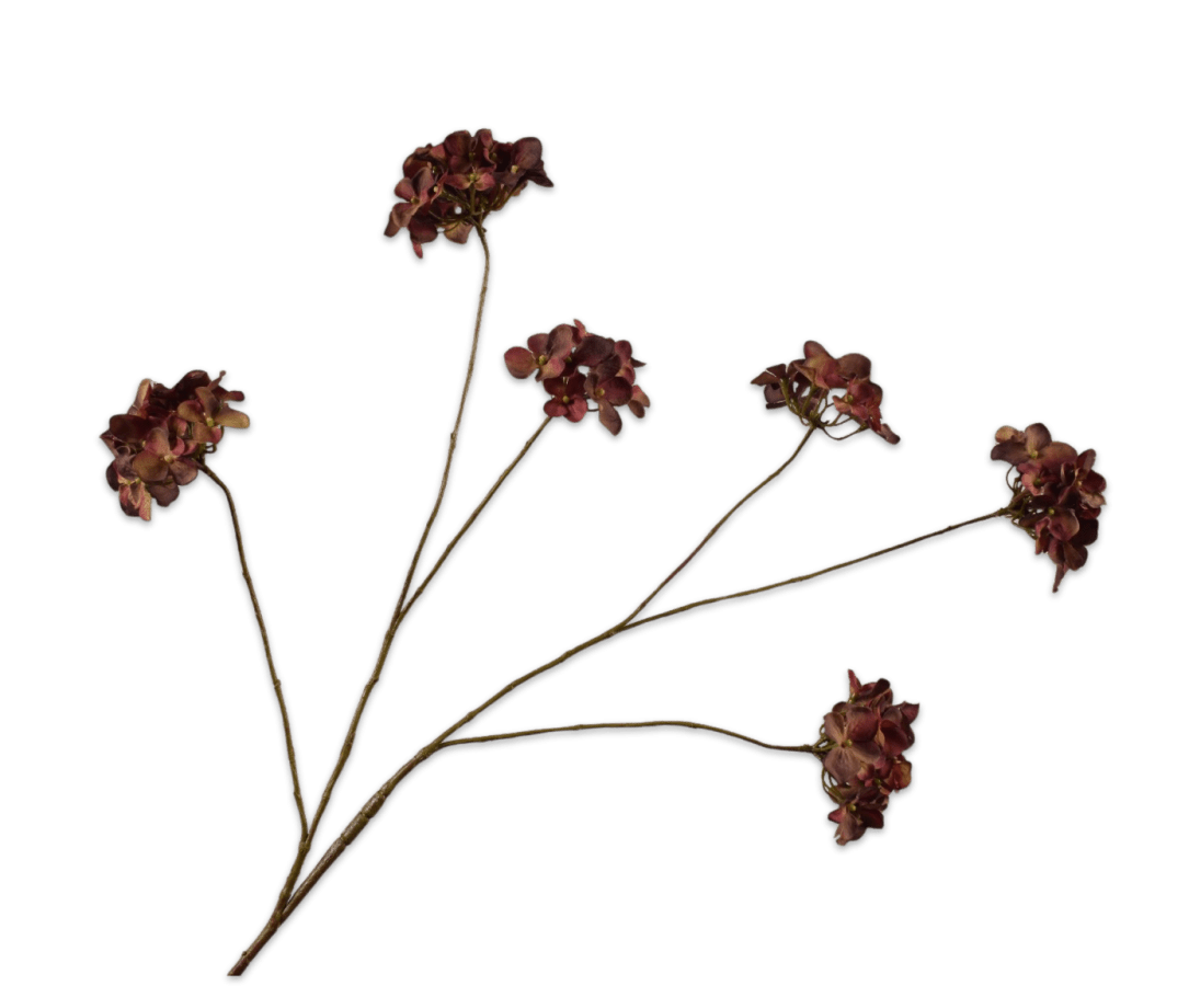 Kunstbloem Hortensia Tak Rood/Bruin | 119 cm - NU PUUR &amp; GROEN