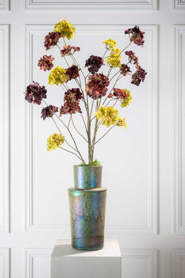 Kunstbloem Hortensia Tak Rood/Bruin | 119 cm - NU PUUR &amp; GROEN