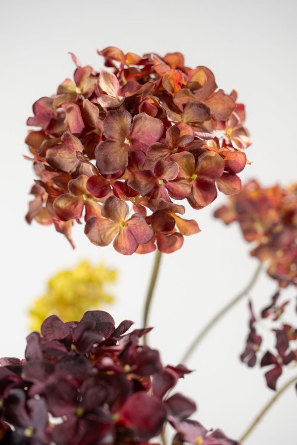 Kunstbloem Hortensia Tak Rood/Bruin | 85 cm - NU PUUR &amp; GROEN