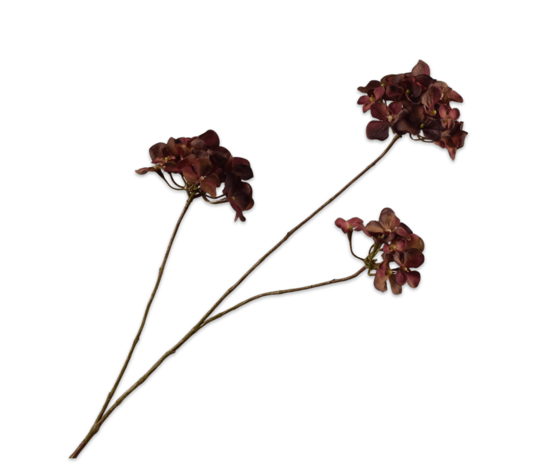 Kunstbloem Hortensia Tak Rood/Bruin | 85 cm - NU PUUR &amp; GROEN
