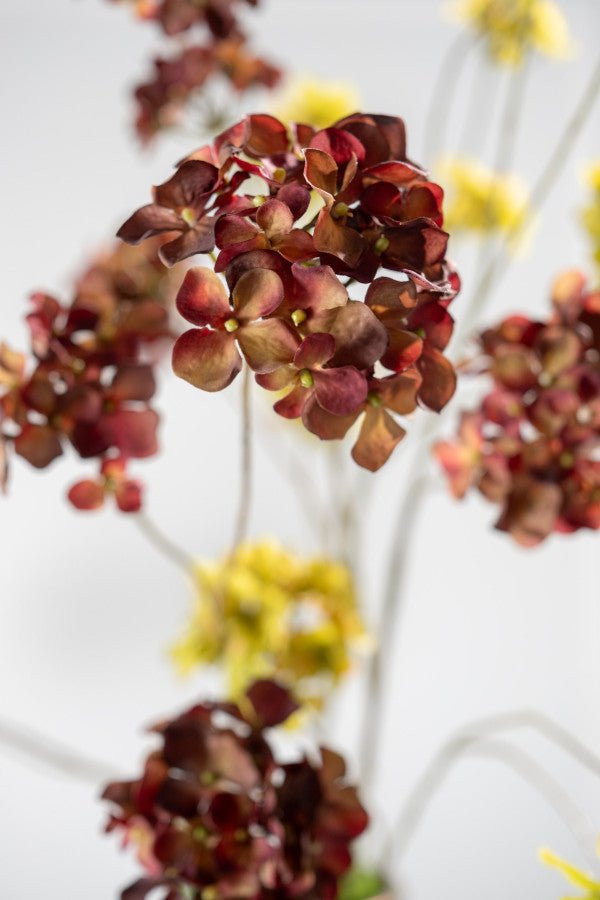 Kunstbloem Hortensia Tak Rood/Bruin | 85 cm - NU PUUR &amp; GROEN
