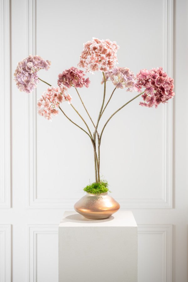 Kunstbloem Hortensia Tak Roze | 85 cm - NU PUUR &amp; GROEN