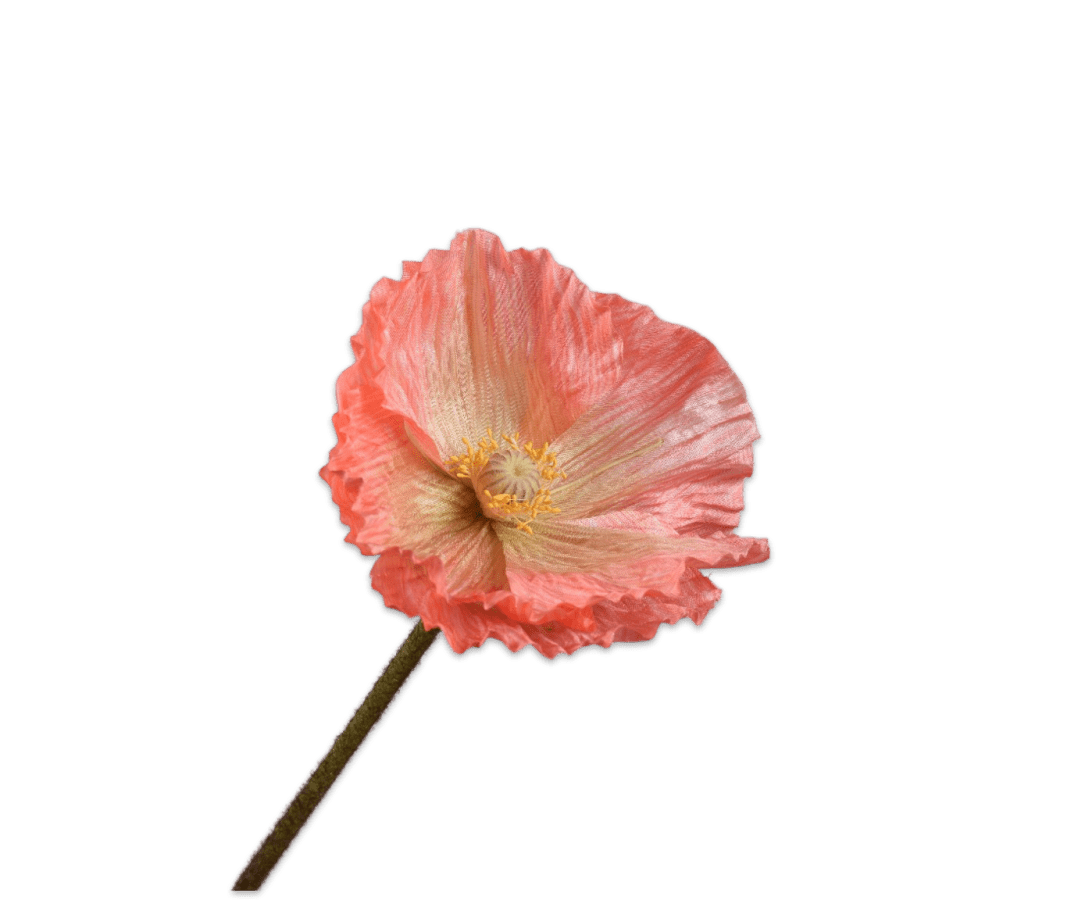 Kunstbloem Klaproos Steel Zalm | 63 cm - NU PUUR & GROEN