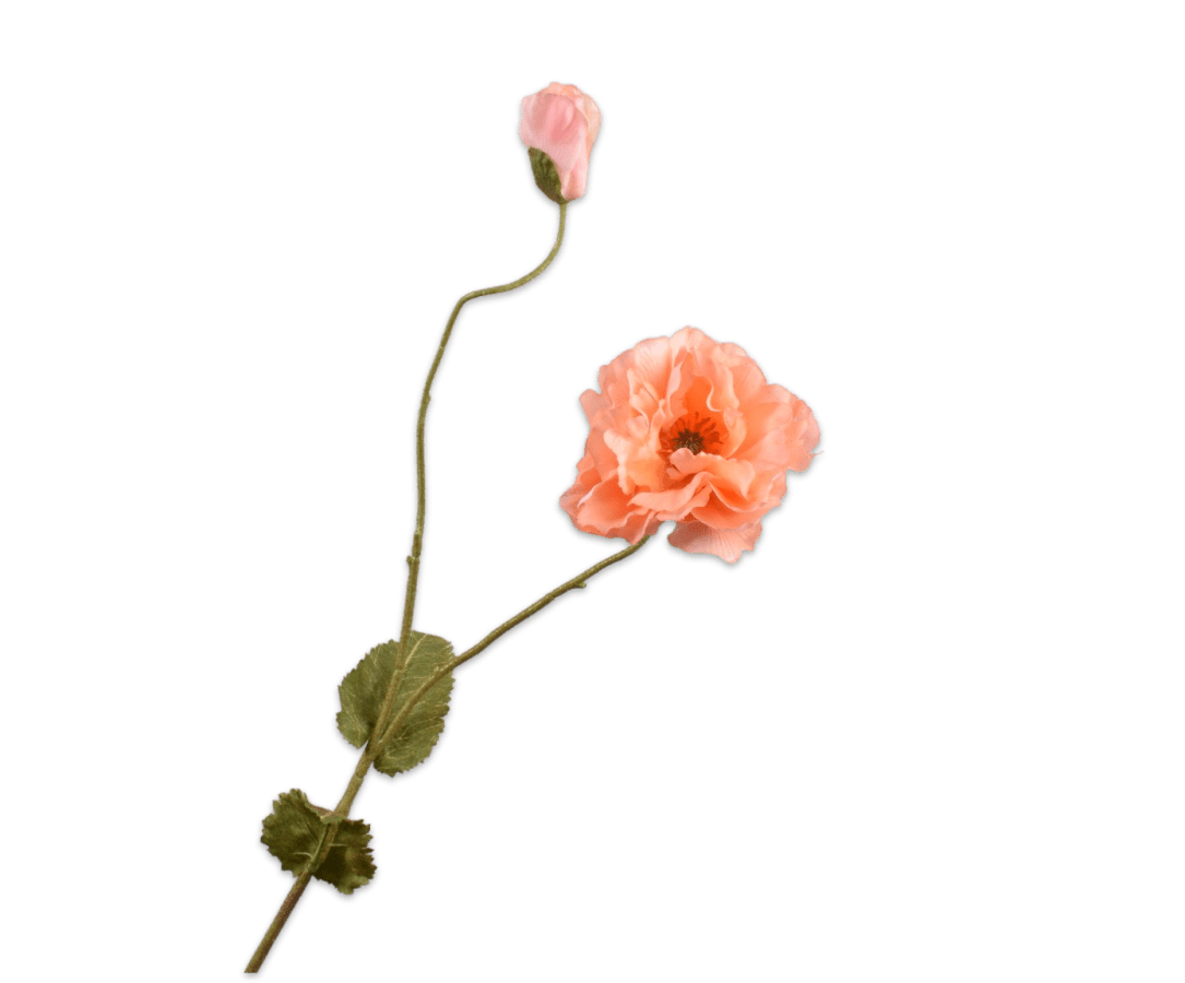 Kunstbloem Klaproos Tak Perzik Real Touch | 109 cm - NU PUUR &amp; GROEN