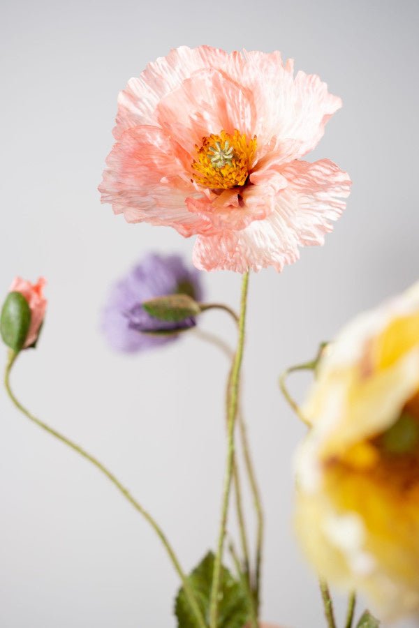 Kunstbloem Klaproos Tak Zalm | 74 cm - NU PUUR & GROEN