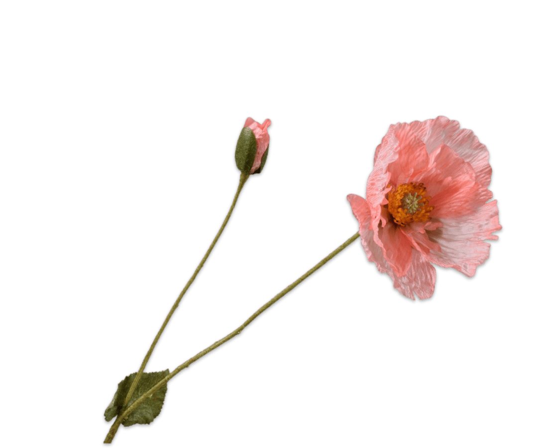 Kunstbloem Klaproos Tak Zalm | 74 cm - NU PUUR & GROEN