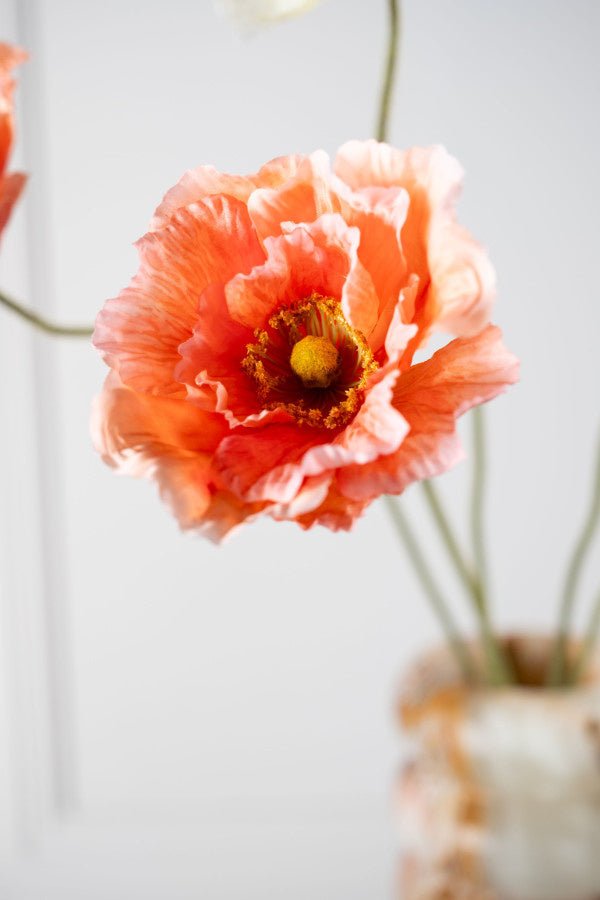 Kunstbloem Klaproos Tak Zalm | 76 cm - NU PUUR & GROEN