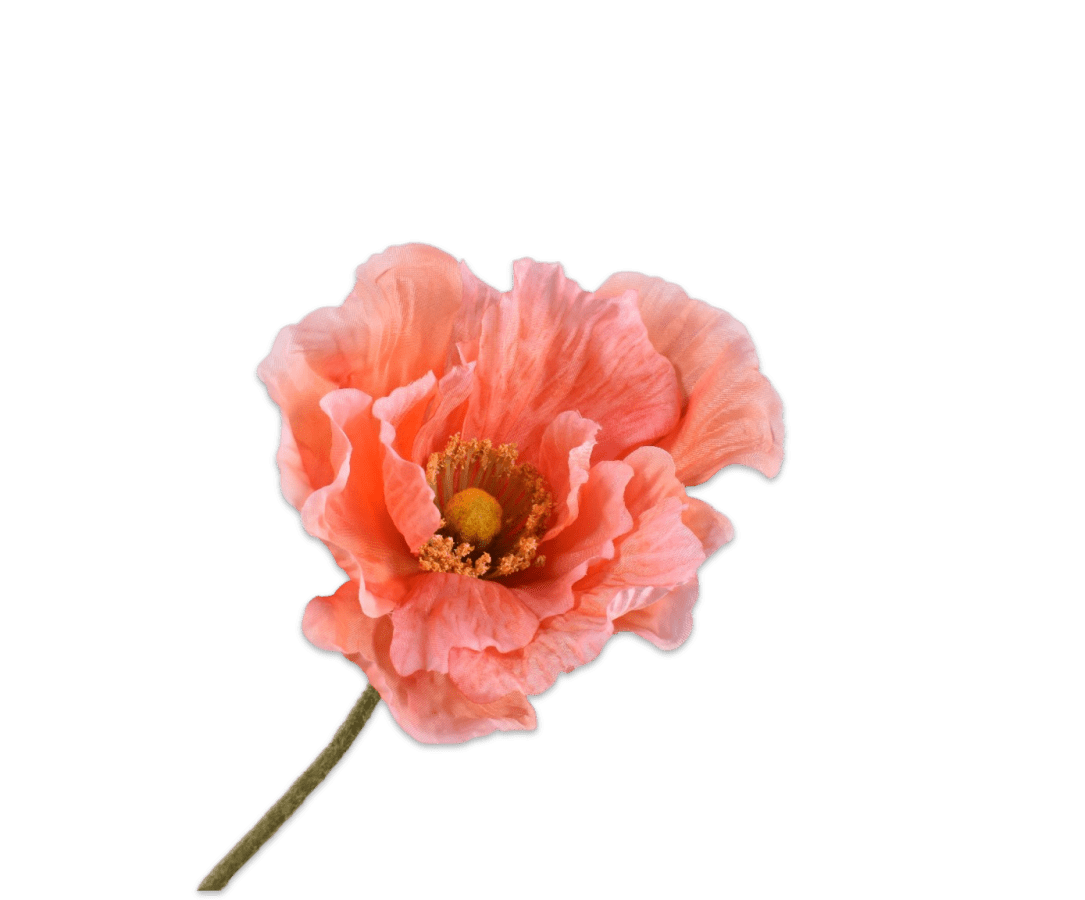 Kunstbloem Klaproos Tak Zalm | 76 cm - NU PUUR & GROEN