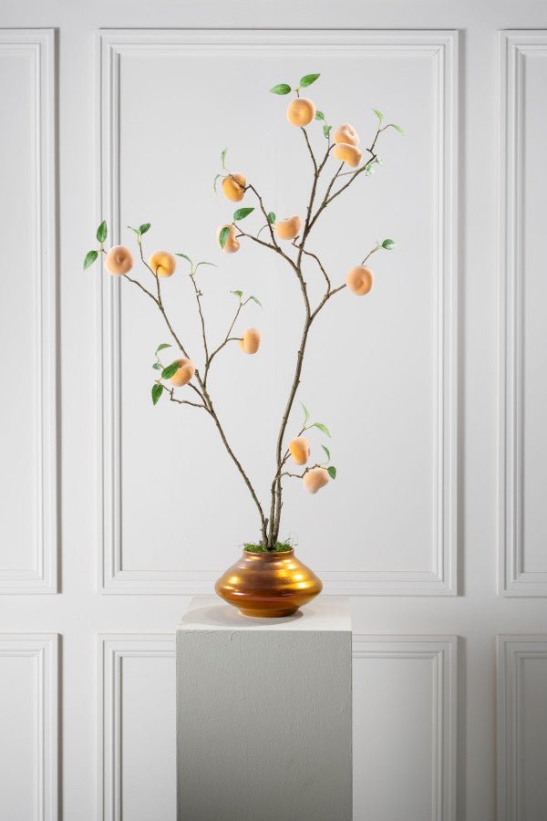 Kunstbloem Perzik Tak Oranje | 114 cm - NU PUUR & GROEN