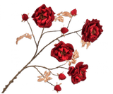 Kunstblume Rosenzweig Gold / Rot | 122 cm