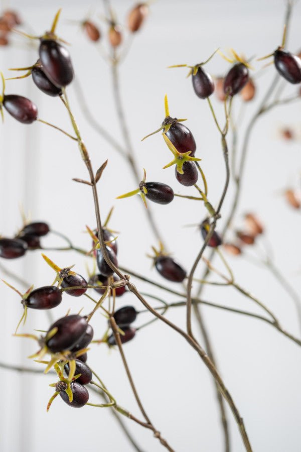 Kunstbloem Rozenbottel Tak Bordeaux/Paars | 126 cm - NU PUUR &amp; GROEN