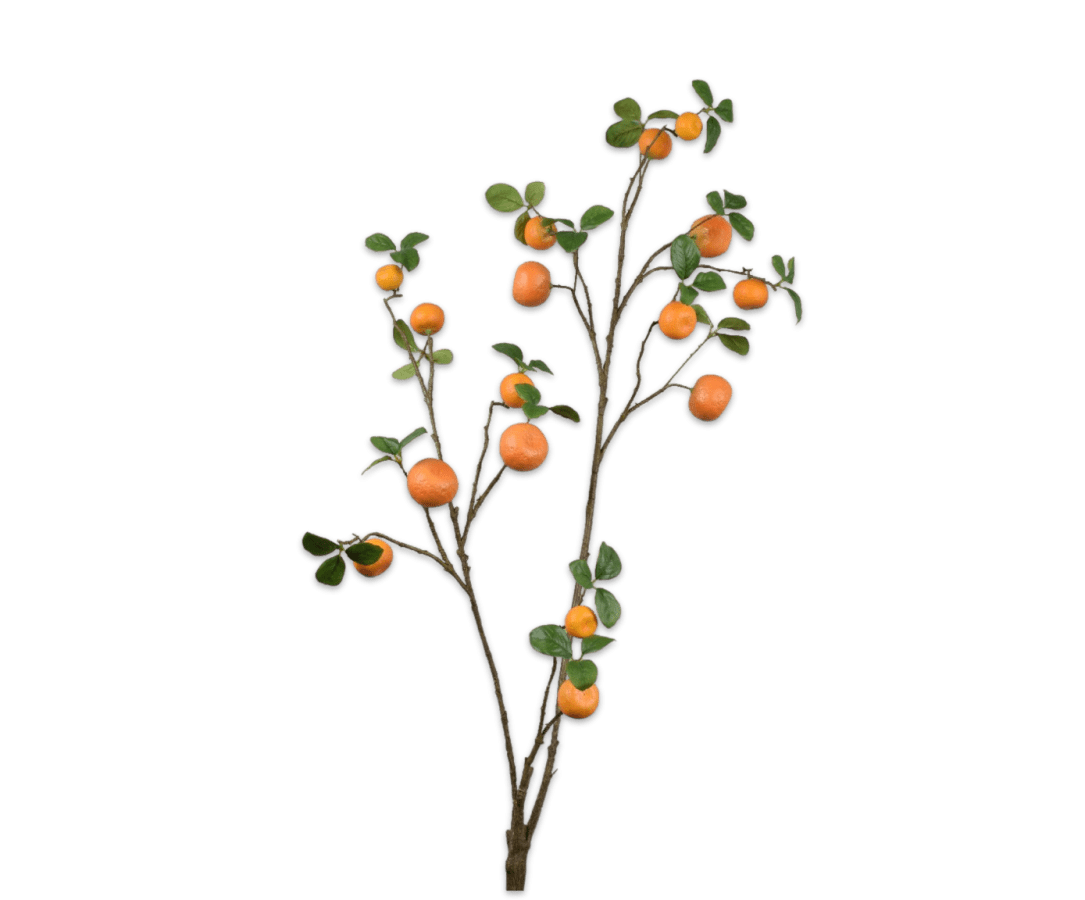 Kunstbloem Sinaasappel Tak Oranje/Groen | 114 cm - NU PUUR & GROEN