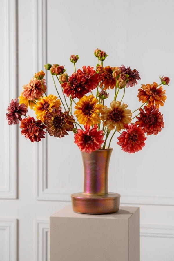 Kunstbloem Zinnia Tak Creme/Paars REAL TOUCH | 62 cm - NU PUUR & GROEN