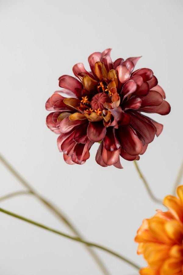 Kunstbloem Zinnia Tak Mauve/Groen REAL TOUCH | 62 cm - NU PUUR & GROEN