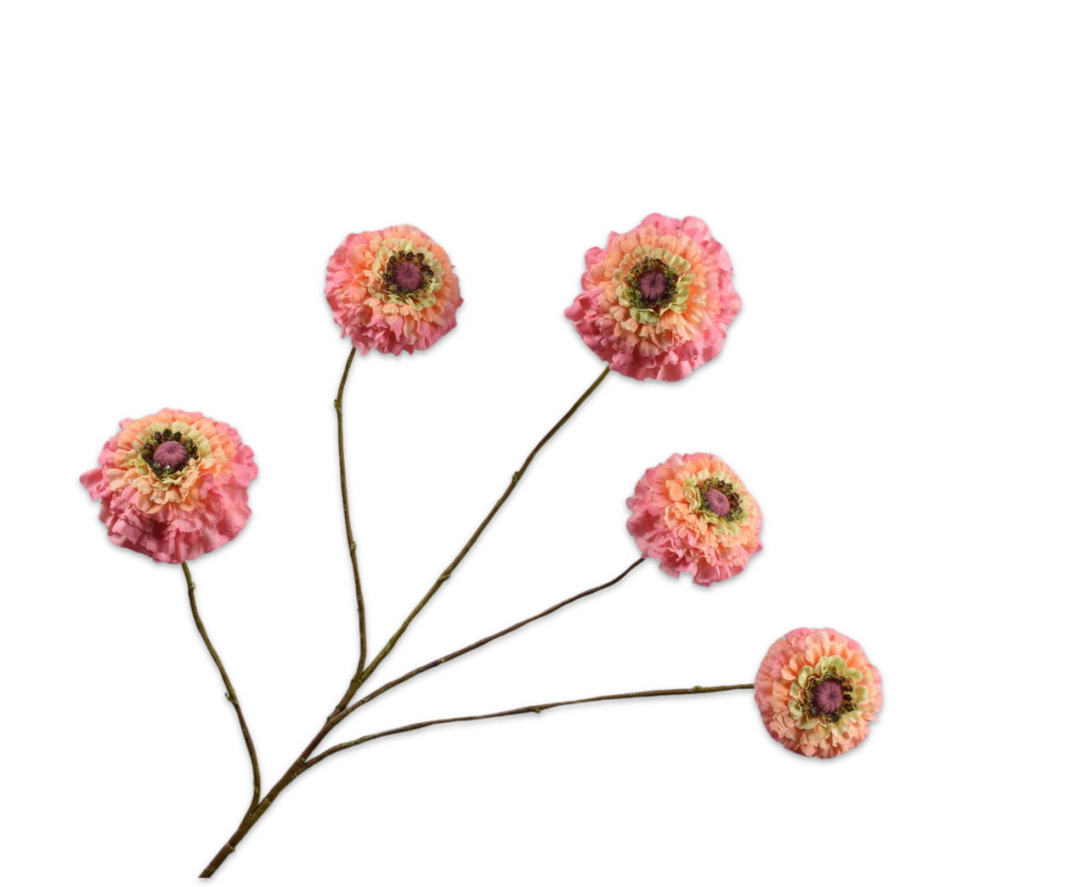 Kunstbloem Zinnia Tak Perzik | 91 cm - NU PUUR & GROEN