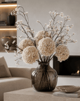Kunstbloemen boeket | Boeket Hortensia's met bloesem Creme - NU PUUR & GROEN