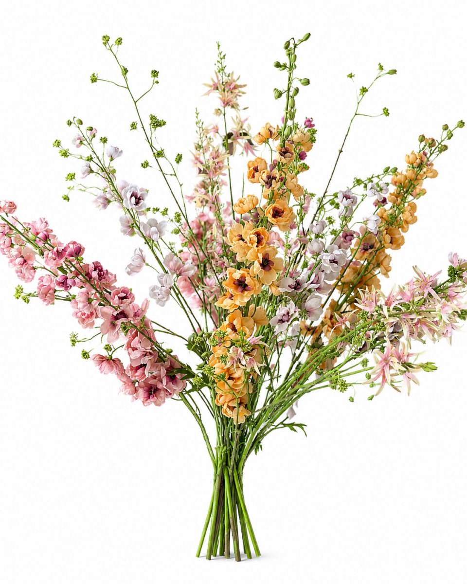 Kunstbloemen boeket | Delphinium peach Large - NU PUUR & GROEN
