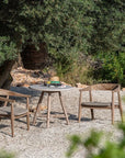 Low dining Bistro Round Table Faye | Teak Natural Grey / Concrete Top - NU PUUR & GROEN