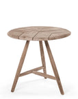 Low Dining Bistro Round Table Faye | Teak Natural Grey - NU PUUR & GROEN