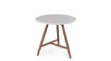 Low dining Bistro Round Table Faye | Teak Woodstain Emas Brown / Concrete Top