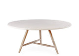 Low Dining Round Table Faye XL | Teak Natural Grey / Conrete Top