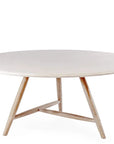 Low Dining Round Table Faye XL | Teak Natural Grey / Conrete Top - NU PUUR & GROEN