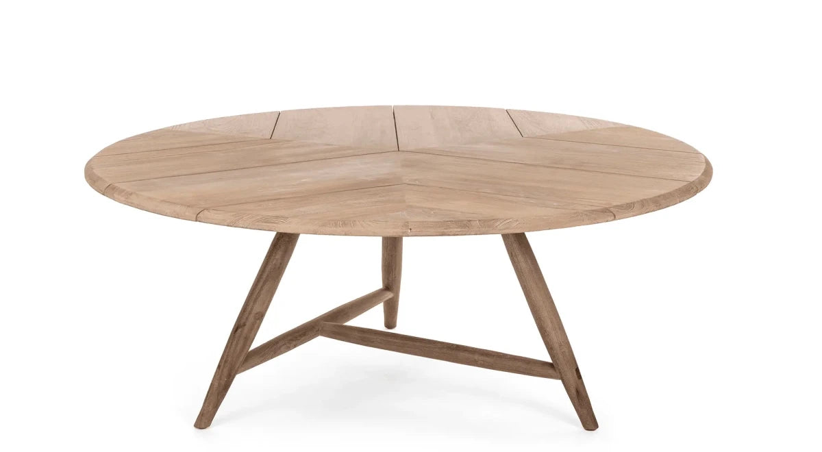 Low Dining Round Table Faye XL | Teak Natural Grey - NU PUUR & GROEN