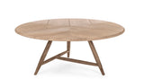 Low Dining Round Table Faye XL | Teak Natural Grey