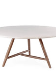 Low Dining Round Table Faye XL | Teak Woodstain Emas Brown / Conrete Top - NU PUUR & GROEN