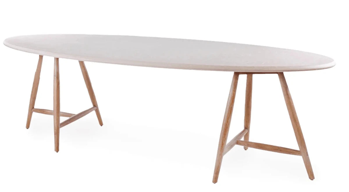 Oval Table Faye | Teak Natural Grey / Concrete Top - NU PUUR & GROEN
