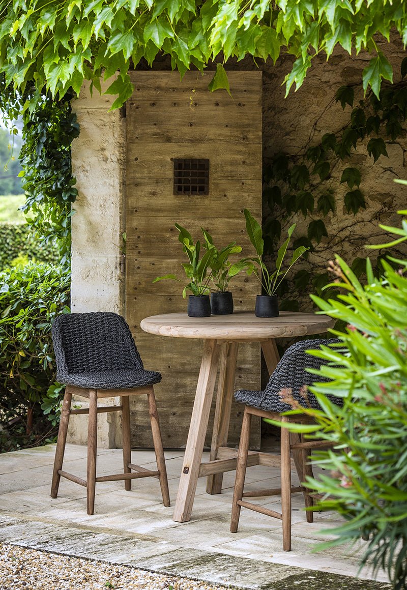Round Bar Table Anton | Reclaimed Teak Natural Grey - NU PUUR & GROEN