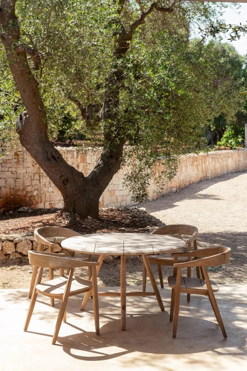 Round Table Faye | Teak Natural Grey - NU PUUR & GROEN