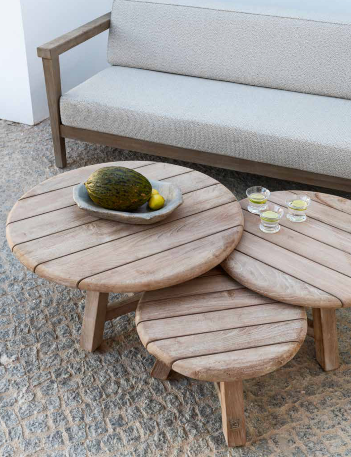 Coffee Table Anton Set of 3 | Reclaimed Teak Natural Grey