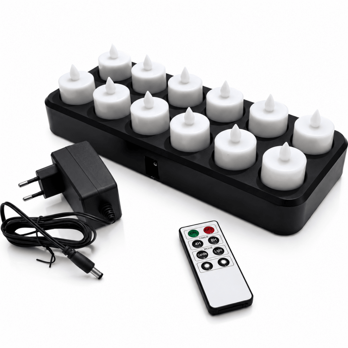 Set van 12 Luxe Oplaadbare LED-Theelichtjes - NU PUUR & GROEN