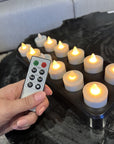 Set van 12 Luxe Oplaadbare LED-Theelichtjes - NU PUUR & GROEN