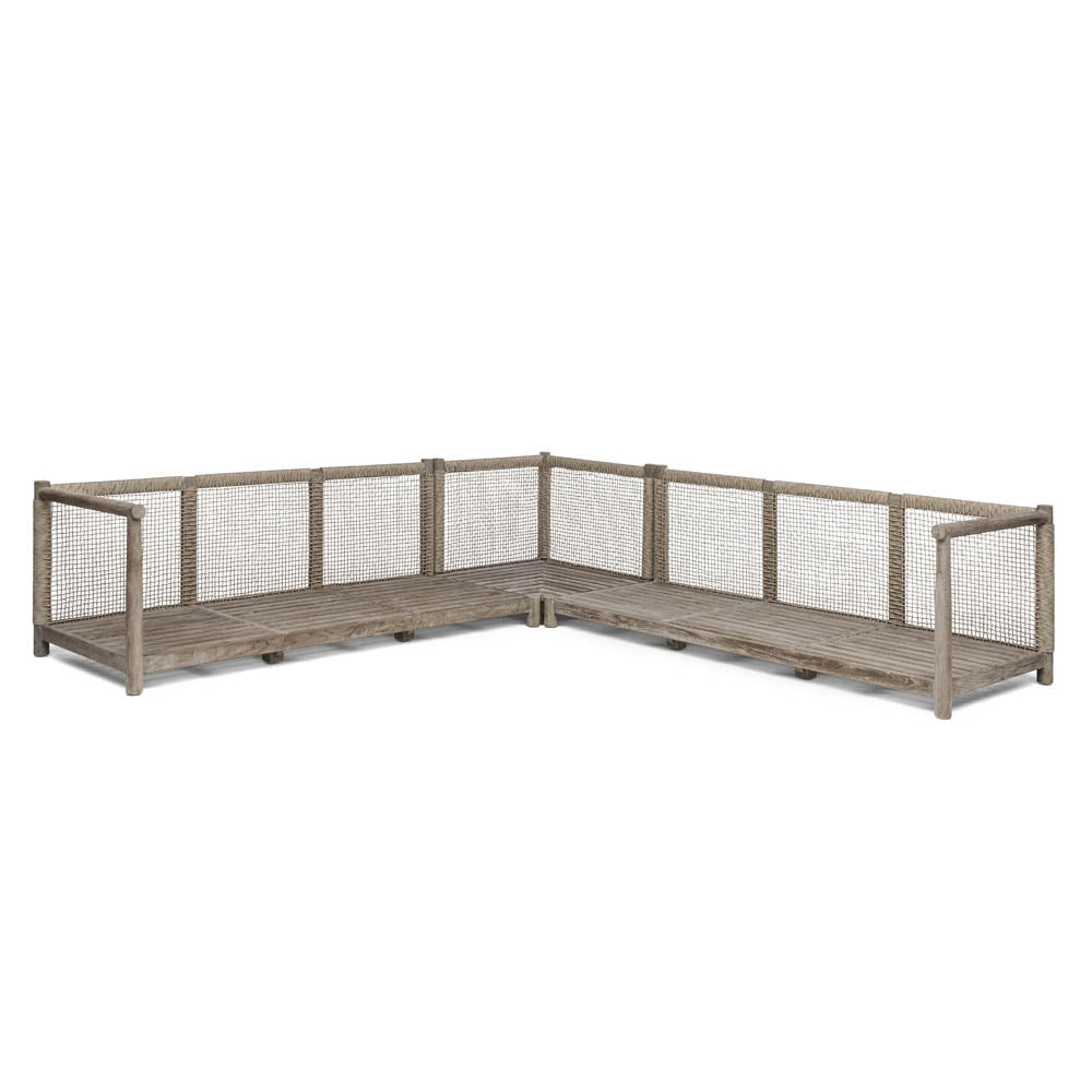 Sofa L Shape Mieke | Teak Natural Grey / PE Wicker Sand - NU PUUR & GROEN