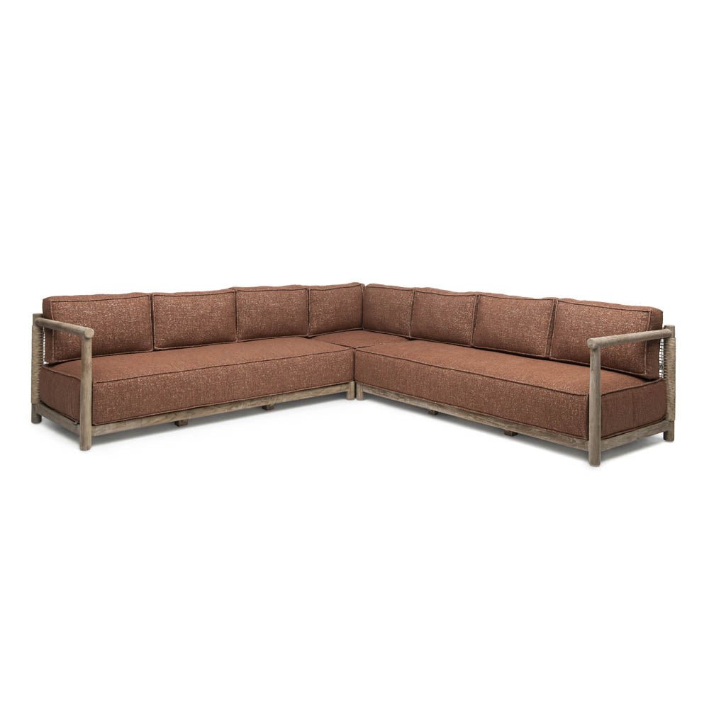 Sofa L Shape Mieke | Teak Natural Grey / PE Wicker Sand - NU PUUR & GROEN