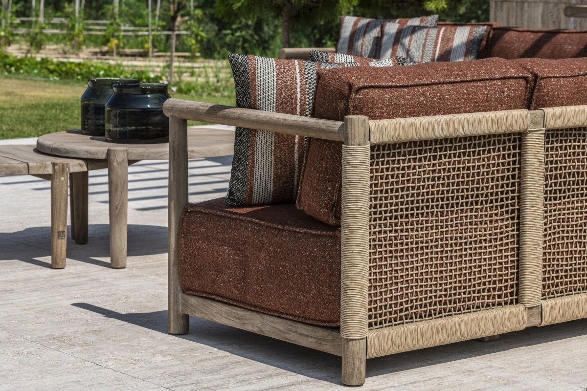 Sofa L Shape Mieke | Teak Natural Grey / PE Wicker Sand - NU PUUR & GROEN