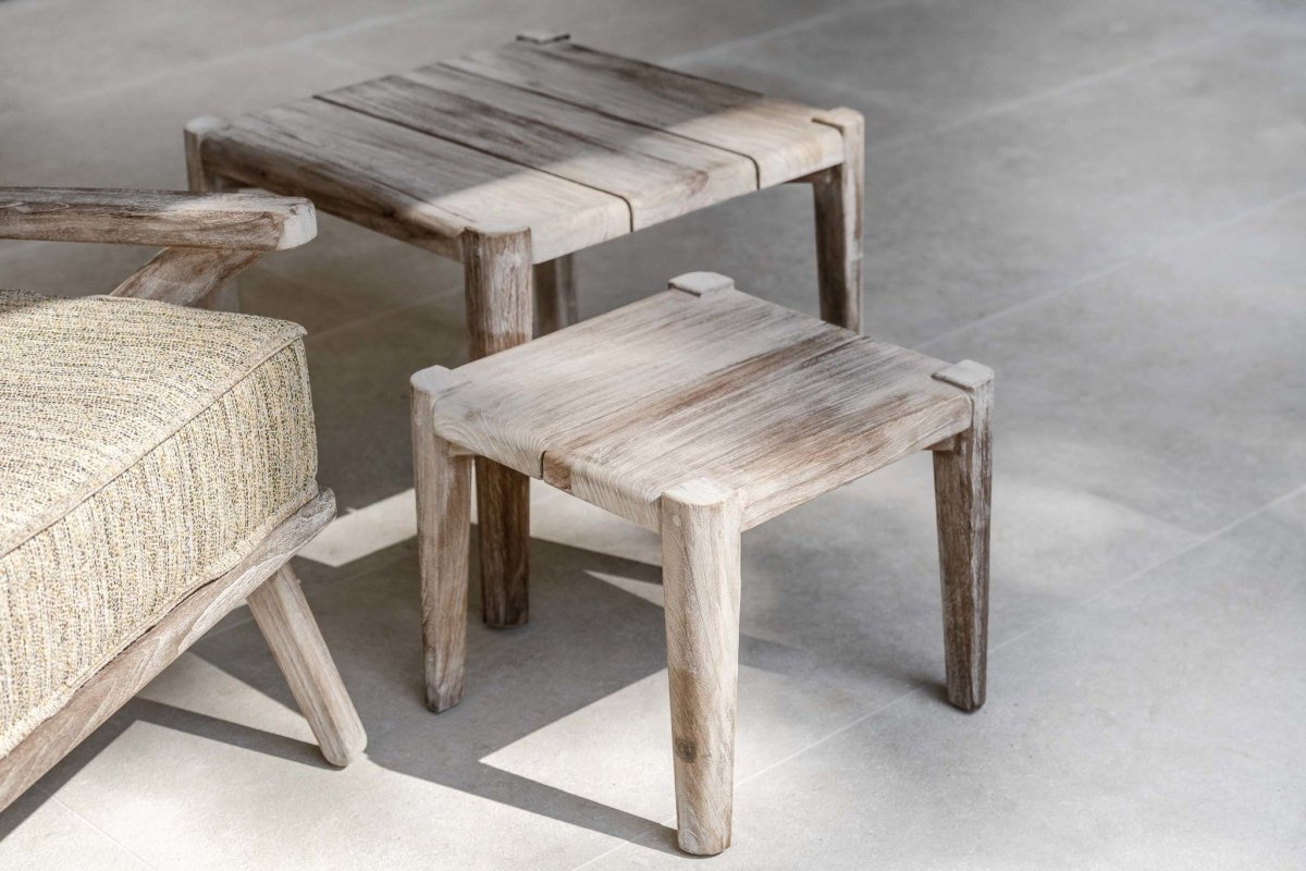 Square Coffee Table Floor Small | Reclaimed Teak Natural Grey - NU PUUR & GROEN