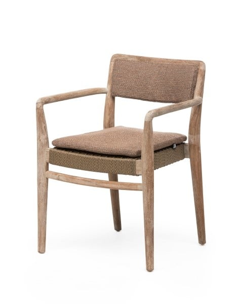 Stackable Armchair Jared | Teak Natural Grey / PE Wicker Antique Weed - NU PUUR & GROEN