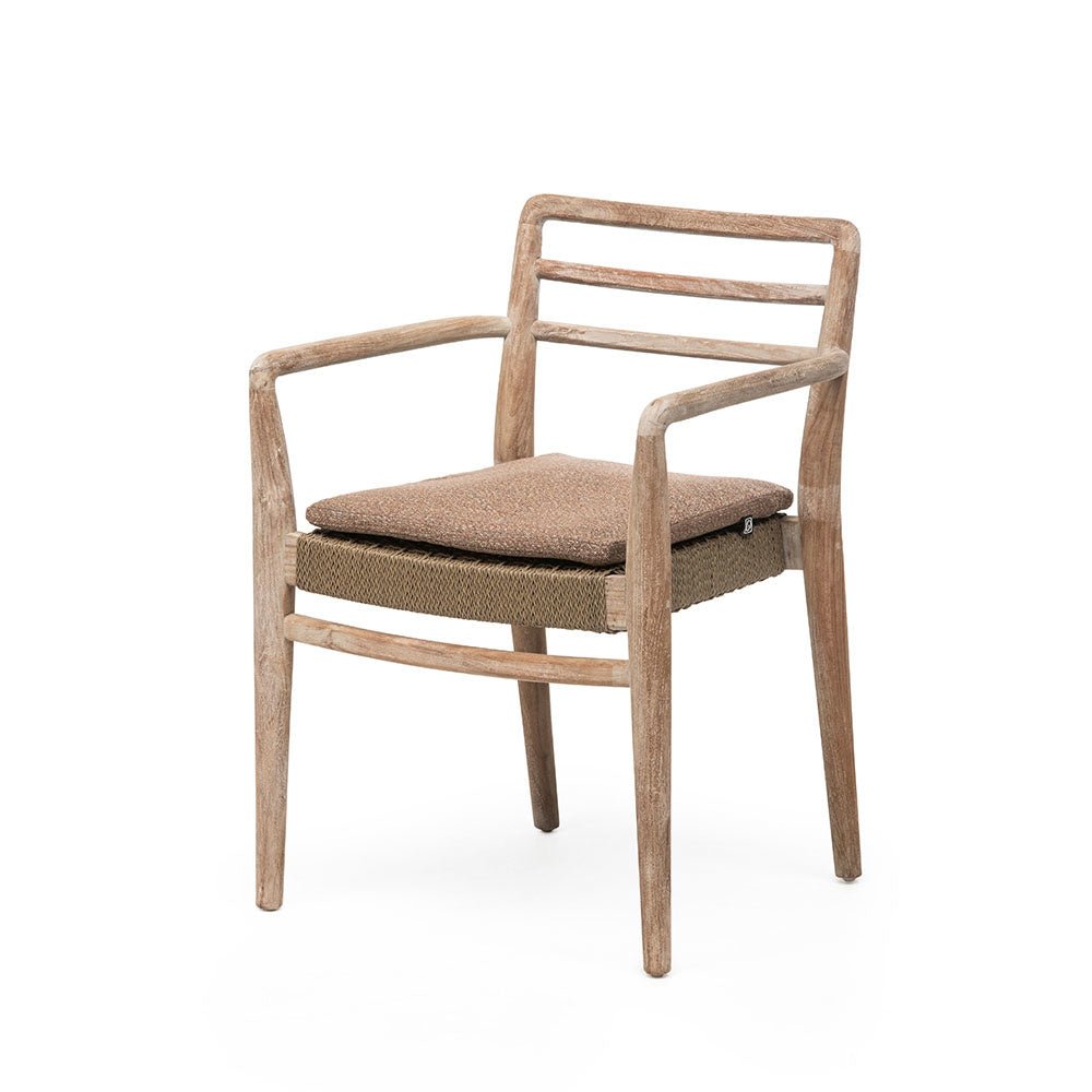 Stackable Armchair Jared | Teak Natural Grey / PE Wicker Antique Weed - NU PUUR & GROEN