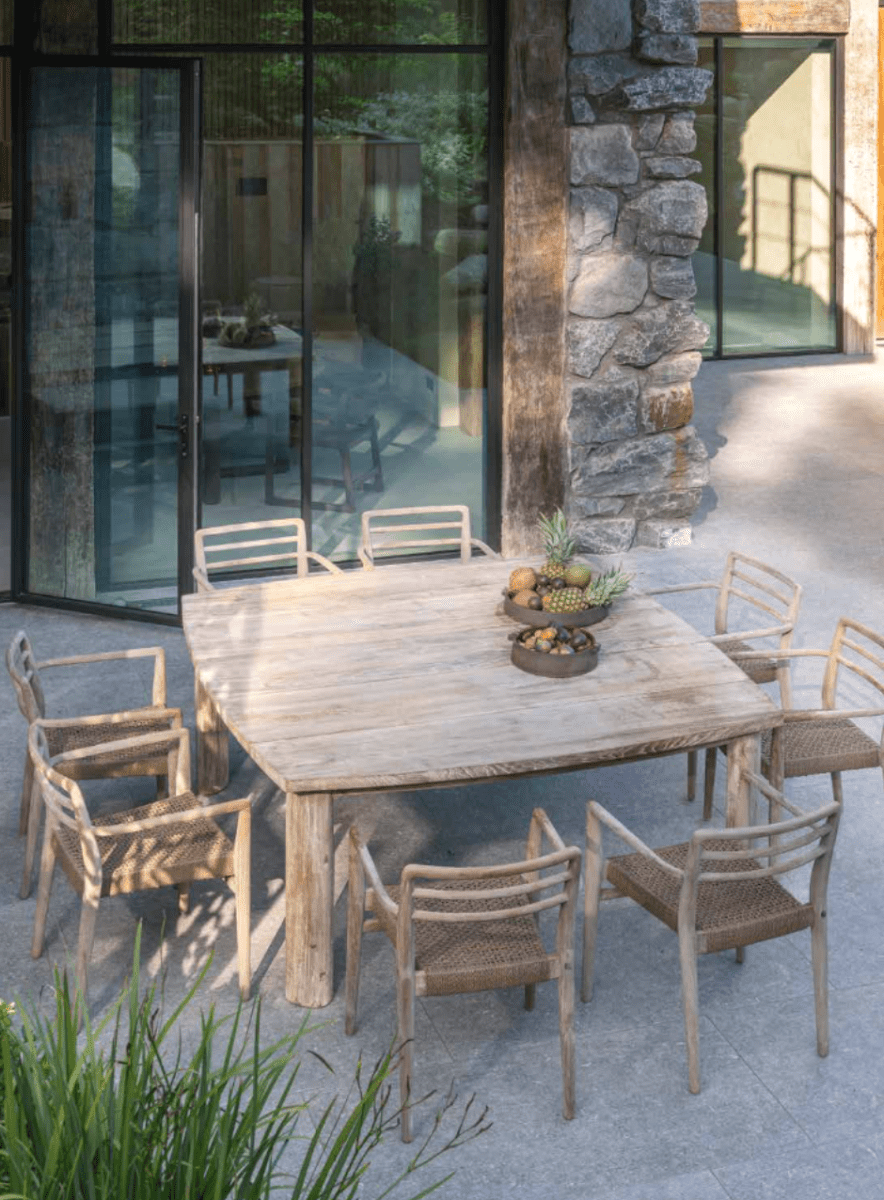 Stackable Armchair Jared | Teak Natural Grey / PE Wicker Antique Weed - NU PUUR & GROEN