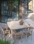 Stackable Armchair Jared | Teak Natural Grey / PE Wicker Antique Weed - NU PUUR & GROEN