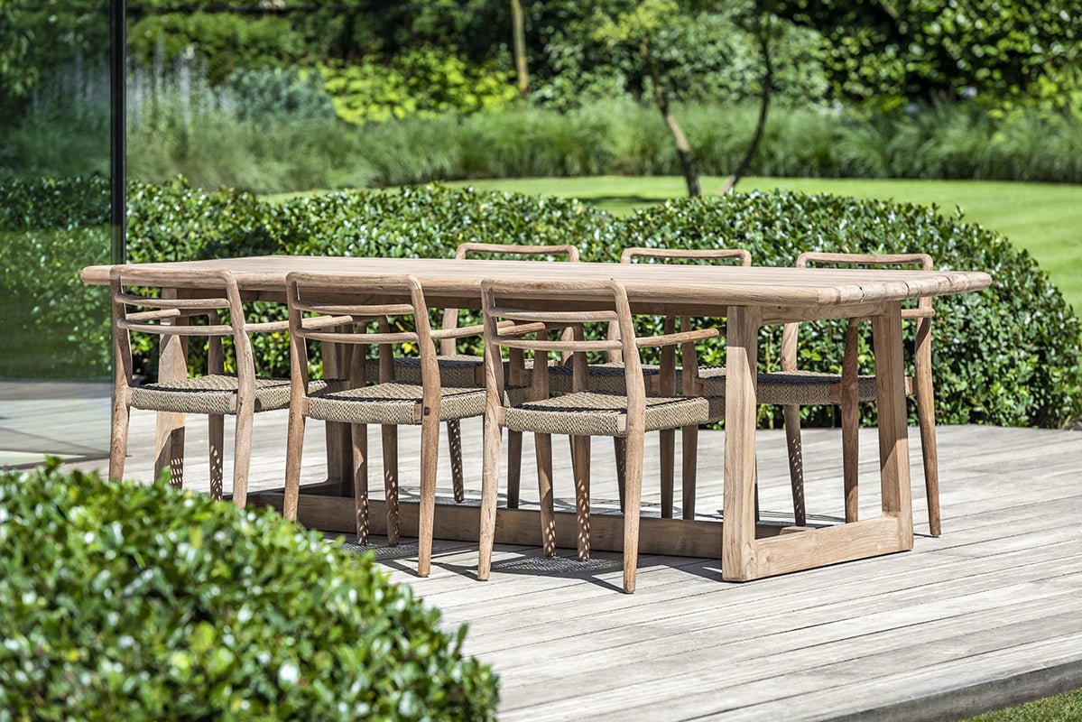 Stackable Armchair Jared | Teak Natural Grey / PE Wicker Antique Weed - NU PUUR & GROEN