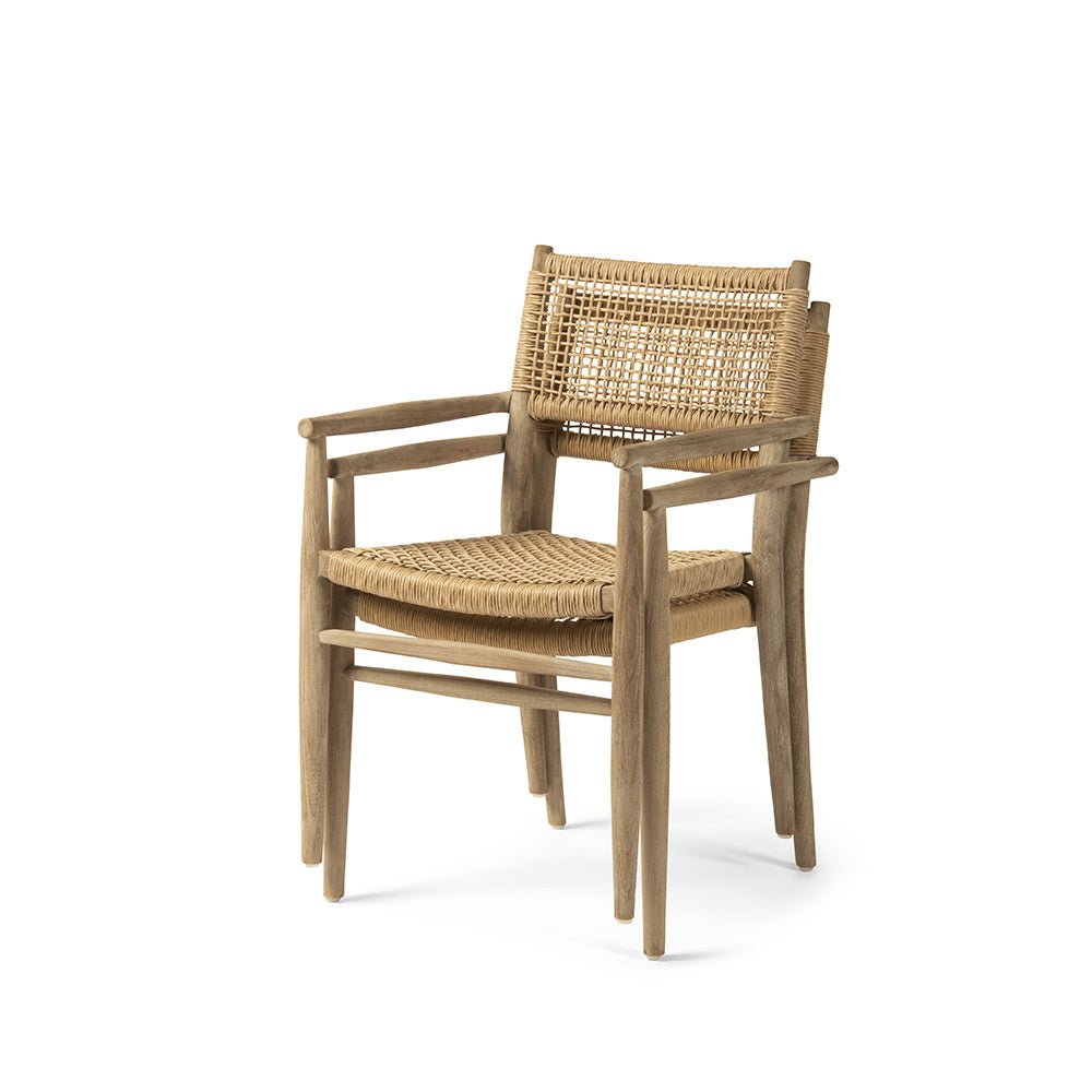Stackable Armchair Mieke | Teak Natural Grey / PE Wicker Sand - NU PUUR & GROEN