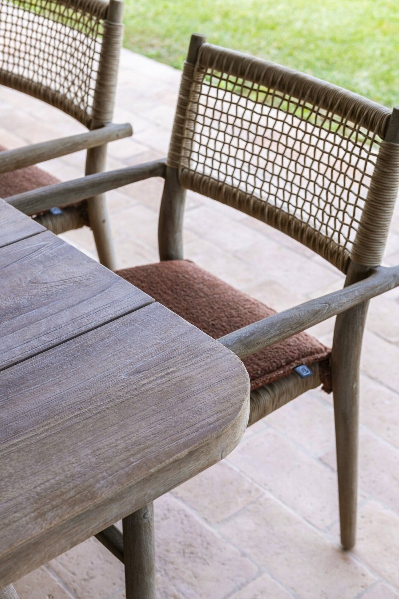 Stackable Armchair Mieke | Teak Natural Grey / PE Wicker Sand - NU PUUR & GROEN