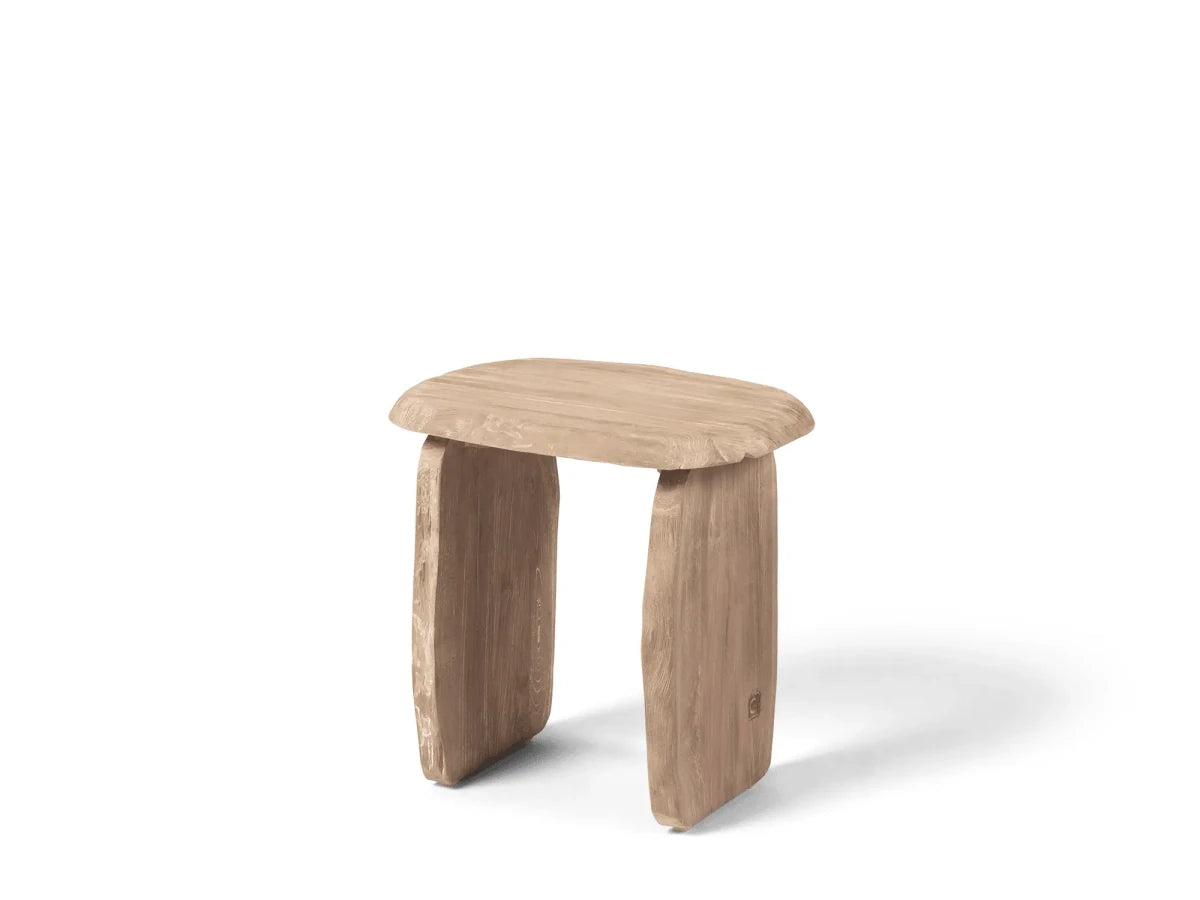 Stool Pebble | Teak Natural Grey - NU PUUR & GROEN