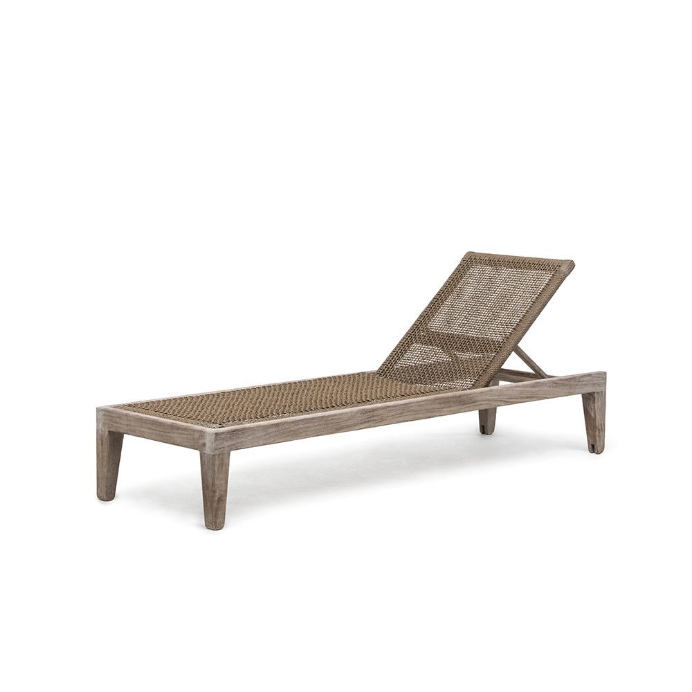 Sunlounger Lisa incl. Wheels | Teak Natural Grey / PE Wicker Antique Weed - NU PUUR & GROEN