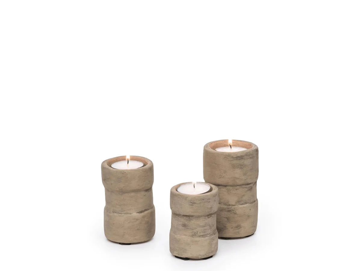 T-light Holder Jac Set of 3 | Terracotta Authentic - NU PUUR & GROEN